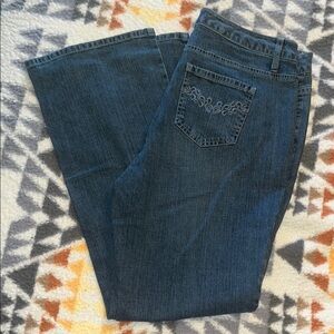 Sonoma Blue Flare Wide Leg Jeans with Embroidery